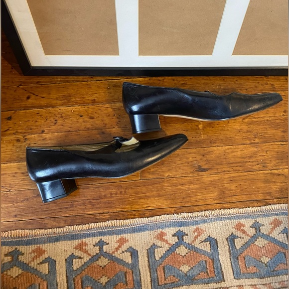 Black leather ballet shoe low heel - Picture 4 of 5